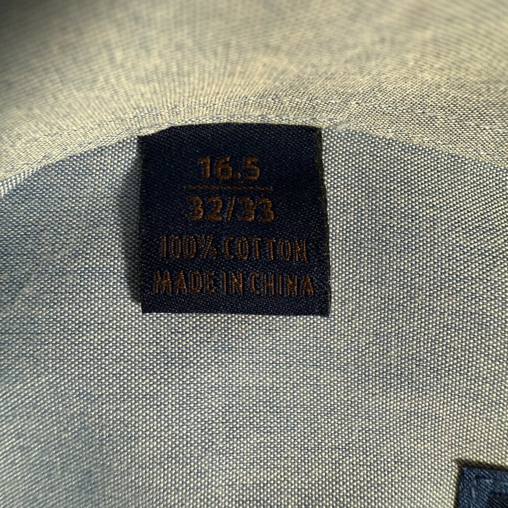 David Donahue Dress Shirt Men Size 16.5 32 / 33 Blue Long Sleeve 100% Cotton GUC - Picture 9 of 11